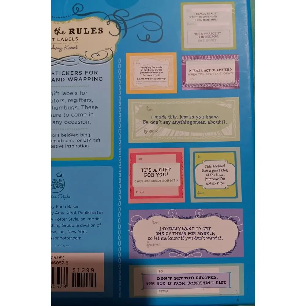 Bend the Rules Gift Labels NEW 2009 Amy Karol Over 90 Stickers